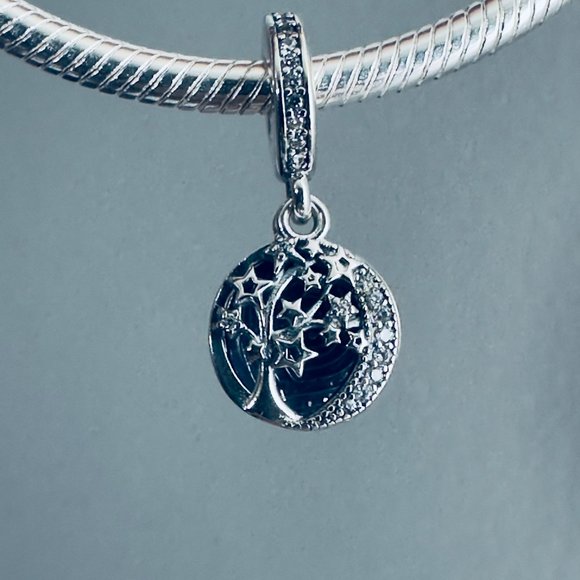 Authentic Pandora Family Tree & Galaxy Moon Stars Shimming Midnight Royal Blue - Picture 1 of 5
